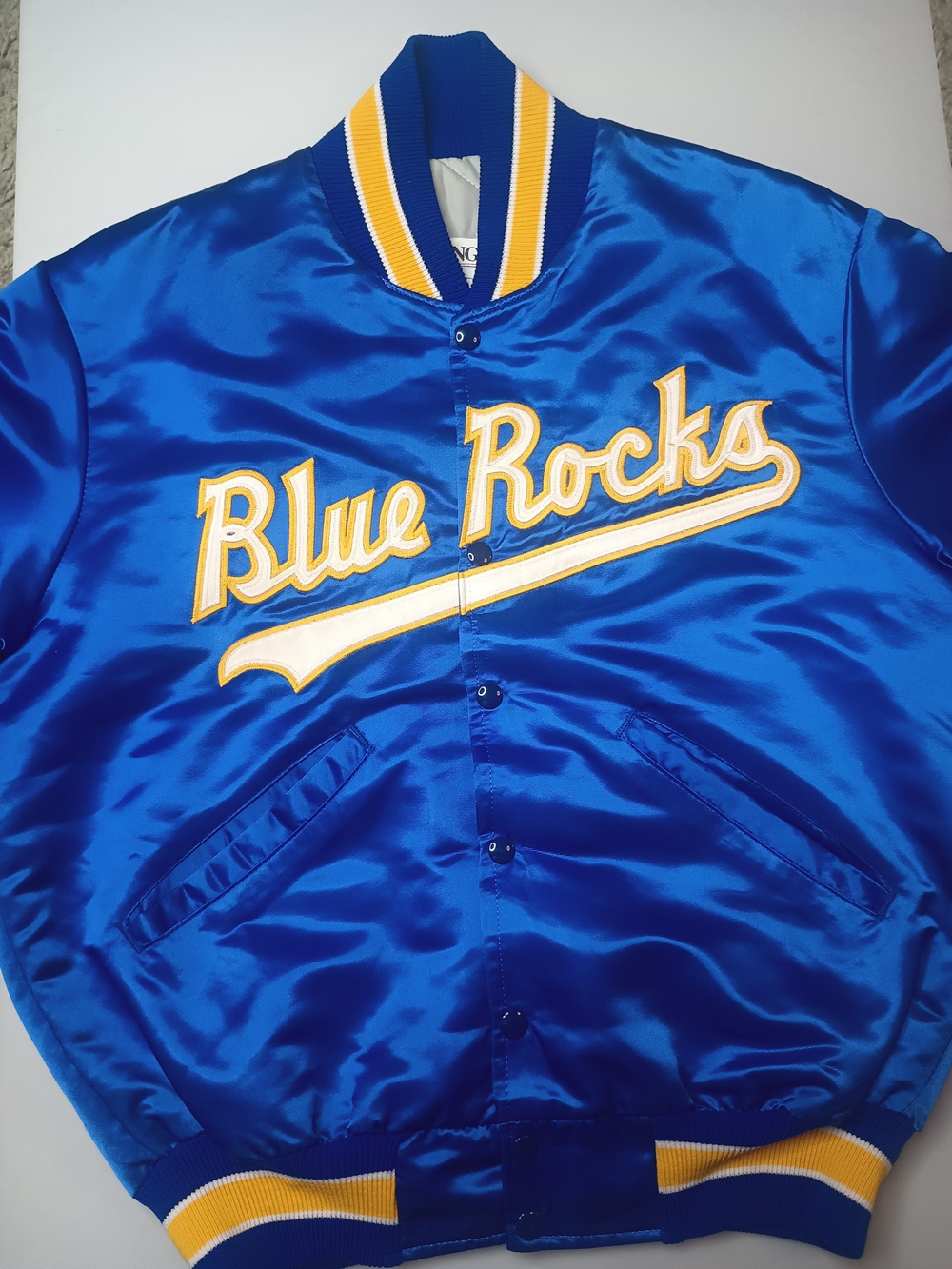 Vintage Delaware Blue Rocks DeLong Satin Baseball Jacket. MILB